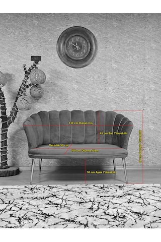 Papatya Çay Seti Koltuk Takımı Gold Sivriltme Ayak, Balkon, Salon 001