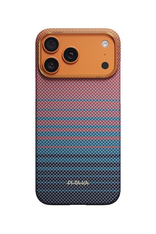 Apple iPhone Uyumlu 17 Pro Max Kılıf M-safeli Aramid Fiber Pitaka Sunset 2.0 California Dream Serisi Mavi-laciver Mavi - Lacivert
