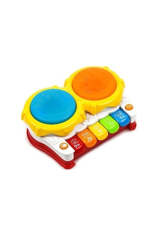 Birlik İkili Kaya Piyanolu Pilli Işıklı Müzikli Davul Seti