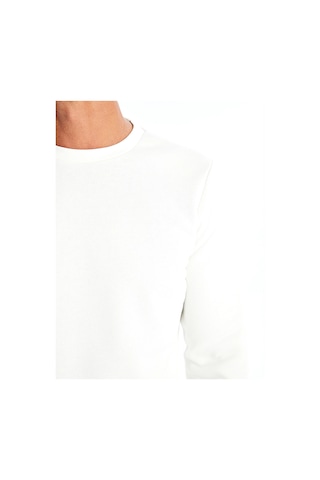 LC Waikiki Lcwaıkıkı Basic Beyaz Bisiklet Yaka Uzun Kollu Erkek Kalın Sweatshirt Ecru