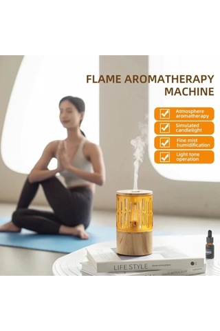 Mum Işığı Görünümlü Taşınabilir 125ml Kapasiteli Işıklı Aroma Yayıcı Hava Nemlendirici - 9024293127252ynt