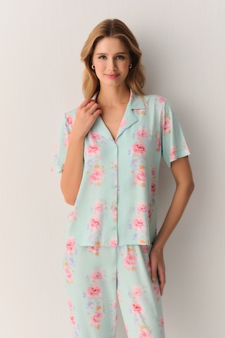 Suwen Elegant Gömlek Yaka Pijama Takımı Sh26604660b892 Yeşil