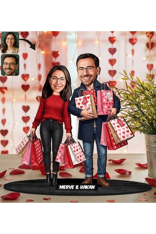 Bk Gift Kişiye Özel Sevgili Karikatürlü Ahşap Biblo -34, Fotoğraftan Karikatür, Sevgililer Günü Hediyesi, Ev Hediyesi Kobitmeyencom36361 Bk Gift