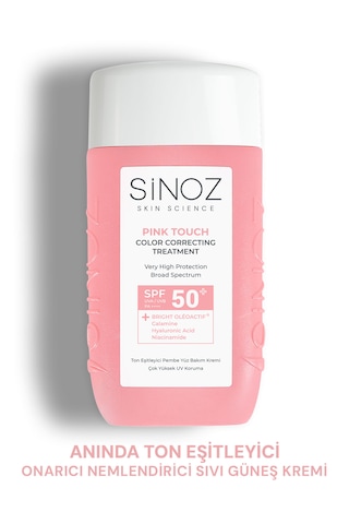 ﻿Sinoz Pink Touch Yüksek Koruyucu Ton Eşitleyici Pembe Yüz Güneş Kremi SPF50+ 50 ML