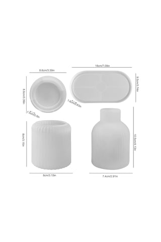 Silikon Saksı Kalıpları, 4 Parça Alçı Vazo Silikon Kalıp