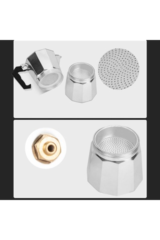 Ccgloball Moka Pot Kahve Makinesi Italyan Ocak Üstü Alüminyum Alaşımlı Avrupa Tarzı Sekizgen Gereçler