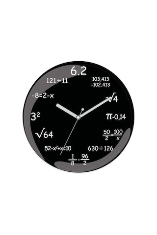 Matematik Formüller Bombeli Gerçek Cam Sessiz Duvar Saati Siyah Matematik Formüller Bombeli Gerçek Cam Sessiz Duvar Saati Siyah