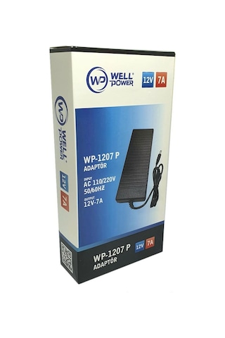 Antenci Wellpower 12Volt 7Amper Plastik Kasa Adaptör 5.5X2.5Mm Jak Fişli