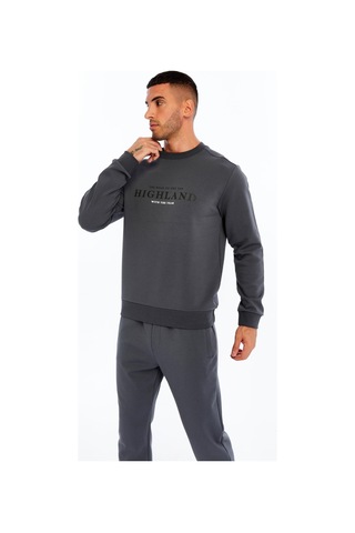 AR-MA Arma Erkek Slim Fit Scuba Interlok Bisiklet Yaka Yazı Baskılı Sweatshirt K30124685002 Gri