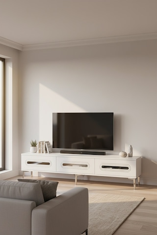 Tsa1806bs - Rany Tsa180 Tv Stand, Tv Sehpası Ve Tv Ünitesi Beyaz-sılver 180cm