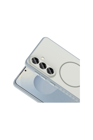 Vendas Samsung Galaxy Uyumlu S26 Plus Kılıf M-safe Şarj Özellikli Zore Tea Kapak Gümüş
