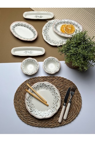 Tabak Evi Porselen Fulya Olivo Kahvaltı Takımı 6 Kişilik 14 Parça Çok Renkli