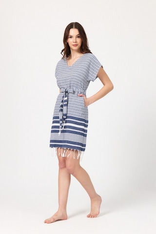 Mulberry Katya Plaj Elbisesi Tunik Pareo %100 Pamuk Lacivert