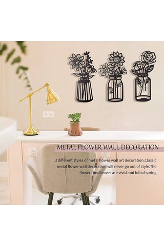 3pcs Metal Bitkiler Duvar Süs Modern Minimalist Sanat Duvar Asma Dekor Teras Balkonu Banyo Dekoru