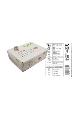 Wago 221-412 2'li Yaylı Tırnaklı Buat Klemensi 2 x (0.2-4 Mm)