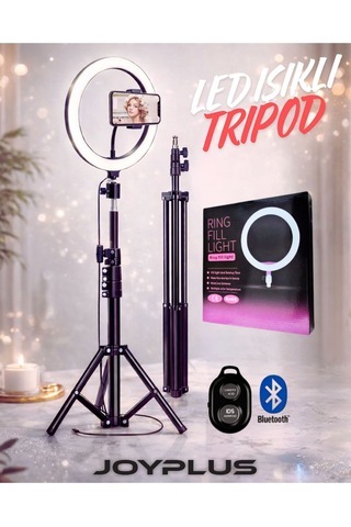 10"inç Ring Light Youtuber Tiktok Çekim Işıklı Telefon Tutucu+tripod 2.10 M Kumandalı