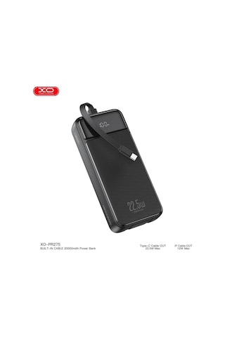 20000mah 22.5w+20w 3 Çıkışlı Dijital Ekranlı Hızlı Şarj Destekli Powerbank Beyaz