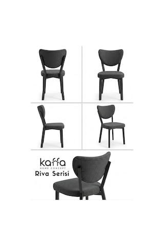 Riva , Modern Mutfak Sandalyesi, Yemek Odası Sandalyesi, Bahçe, Kafe - 6 Adet Antrasit Sandalye