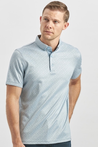 Koyu Mavi Desenli Merserize Düğmeli Yaka Pamuklu Casual Slim Fit Dar Kesim Tişört 1011240163 Koyu Mavi