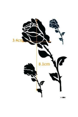 Geçici Dövme Üçlü Tek Dal Gül Tattoo Kol Bilek Omuz Bacak Kadın Dövmesi