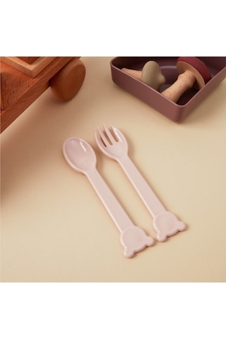 Tucklebery Buddy Mama Tabağı ve Çatal Kaşık Seti Pembe - Mor - Bej