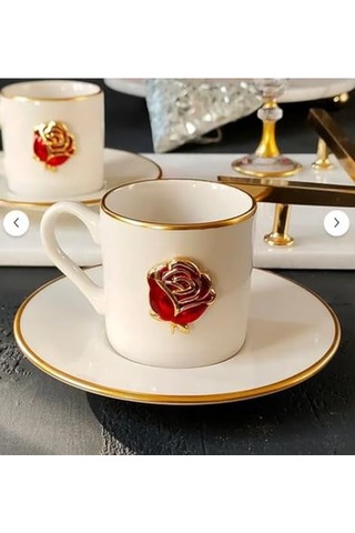 Regna Home Fine Living Love Roses 4 Parça 2 Kişilik Yaldızlı Porselen Kahve Fincan Takımı Diğer