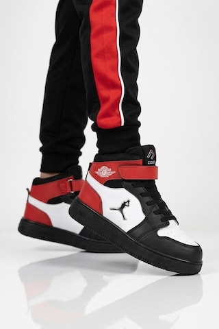 Cool Kırmızı Cırtlı Basket Tarzı Bilek Boy Sneaker Erkek Çocuk Spor Ayakkabı Haykat Uzun Air