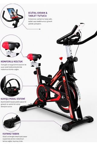 Exclusive Kondisyon Bisikleti Spinning Bike Egzersiz Aleti Siyah - Turuncu