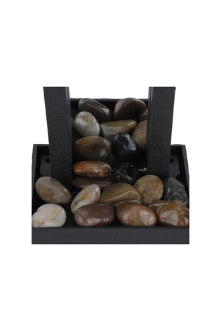 Qingmipy Usb Led Işıklı Masaüstü Şelale Fontaynı, Taş Dekorasyonlu, Ofis Ve Ev Dekoru İçin, Sakin Su Sesleri Ve Doğal Işık Efekti