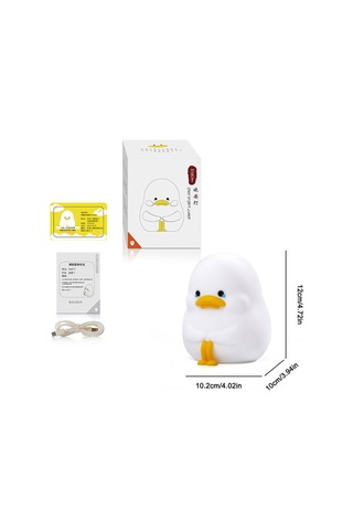 Çocuklar İçin Gece Lambası, Kısılabilir, Gözlüklü Sevimli Ördek Lambası, Usb Şarjlı Renkli Gece Lambası Ada
