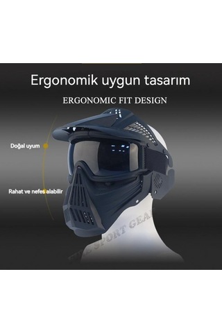 Primepickings Taktik Saha Koruyucu Maske Açık Sürüş Koruması Büyük Maske Altın