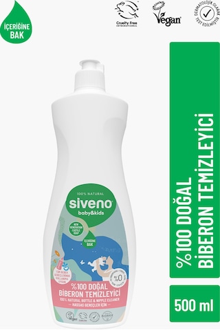 Siveno %100 Doğal Emzik ve Biberon Temizleyicisi Bitkisel Elde Bulaşık Sabunu Nemlendirici Vegan 500 ml