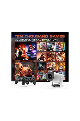 P30 Max Projektör 4k Hd 1080p Bluetooth Android 2 Kol Dahili 3000 Oyun Retro Atari