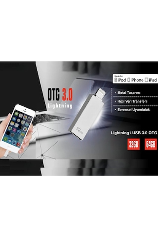 Apple Uyumlu 64 Gb Flash Bellek İphone Usb Lightning Otg Çift Taraflı Harici Depolama Çift Taraflı Bağlantı Lightning + Usb : Bir Tarafı İphone, İpad Ve İpod Touch Cihazlarla Diğer Tarafı İse Pc, Mac Ve Otg Destekli Android Sistemlerle Tam Uyumludur.