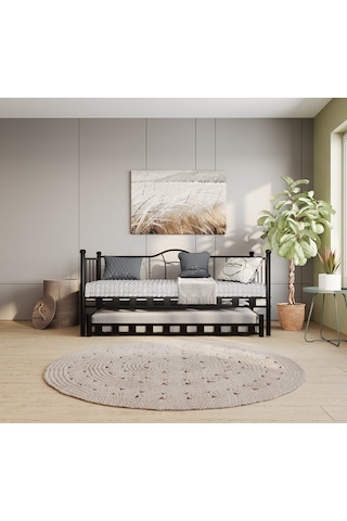 Argimo Kamelya Yavrulu Daybed Sedir Siyah Karyola 90x200