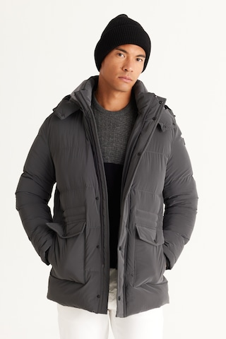 AC&Co / Altınyıldız Classics Erkek Antrasıt Standart Fit Normal Kesim Çıkma Kapüşonlu Kaban Antrasit