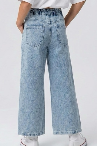 Breeze Kız Çocuk Jean Pantolon Bağcıklı Bel Kısmı Lastikli 7-12 Yaş, Açık Mavi