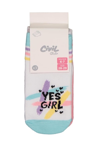 Civil Girls Yes 3'lü 2-12 Yaş Kız Patik Çorap - Standart 8-9 Yaş