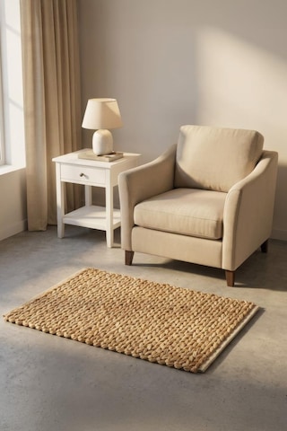 Digithome Jüt Hasır Dikdörtgen Oturma Odası Yatak Odası Natural Halı 120x80 Cm Kahverengi