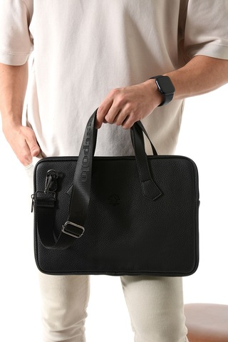 Westpolo Vegan Deri Unisex Laptop, Evrak Çantası - 6078 Siyah
