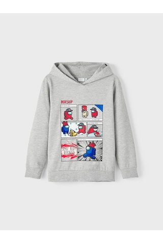 Name It Among Us Baskılı Kapüşonlu Sweatshirt-erkek Çocuk-günlük Gri