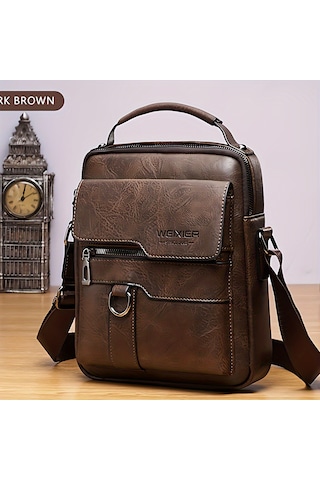 Erkekler İçin Çapraz Askılı Çanta Üst Düzey Erkek Omuz Çantası Retro İş Sırt Çantası Erkek Çantası Günlük Omuz Çantası Açık Kahverengi