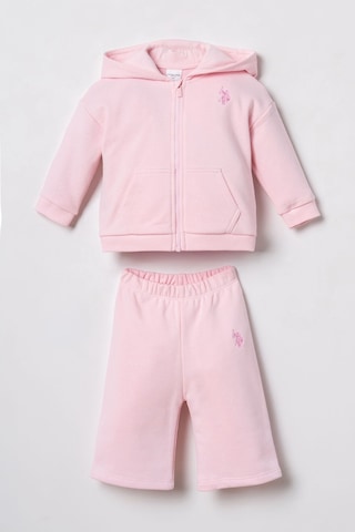 U.S. Polo Assn. Nakışlı Kız Bebek Pembe Uzun Kol Pijama Takım Usb3246-c-v2 Usb3246-c-v2