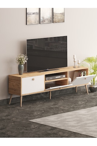 Beyza Ahşap Ayaklı 180 Cm Atlantik Beyaz Tv Sehbası