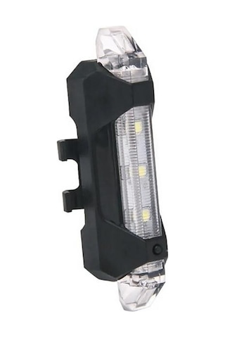 Bisiklet Işığı Led Stop Arka Ikaz Lamba Işık Usb Şarjlı 4 Mod beyaz-kırmızı ledli Gri - Siyah