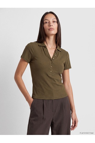 Lcw Everyday Haki Polo Yaka Kadın Body