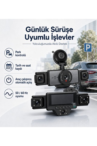 Araç İçi 5 Kameralı Wifi Kayıt Kamerası 2.0 İnç Ekran Full Hd 1080p 170 Geniş Açı