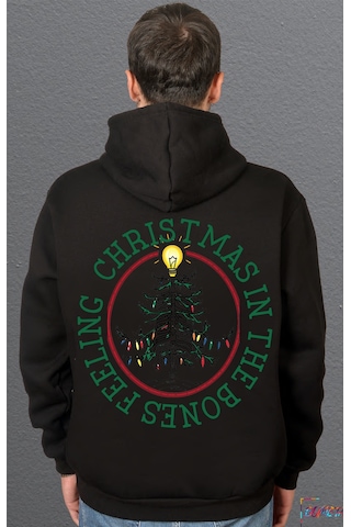 Bumeta Feeling Chiristmas İn The Bones Sweatshirt Unisex Kapüşonlu Hoodie Siyah