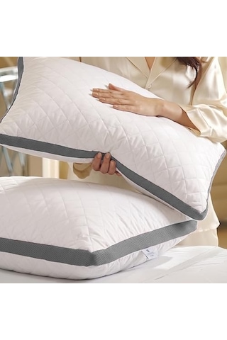 Cotpoly Home Klimalı Yastık 50x70 Cm - Hava Sirkülasyonlu Kapitone Mikrofiber Dış Kılıf 850 Gr Silikon Dolgulu Ortopedik Uyku Yastığı 2'li Gri