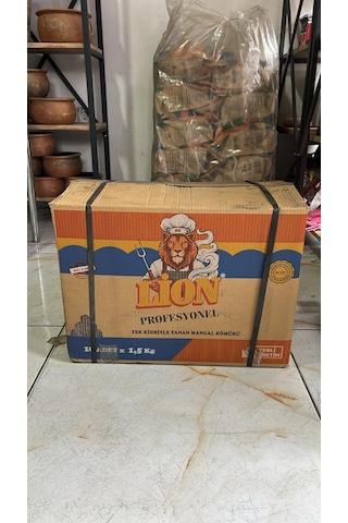 Tek Kibritle Yanan Mangal Kömürü Lion Profosyonel 1.5 Kg 10'lu Koli Mavi